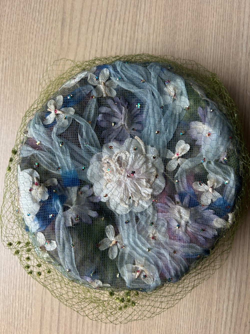 1950’s Amy New York Vintage Floral Pillbox Hat with Veil Amazing Condition